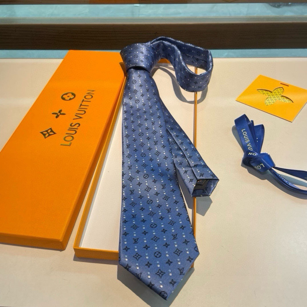 Louis Vuitton Style Men's Monogram Jacquard Silk Tie