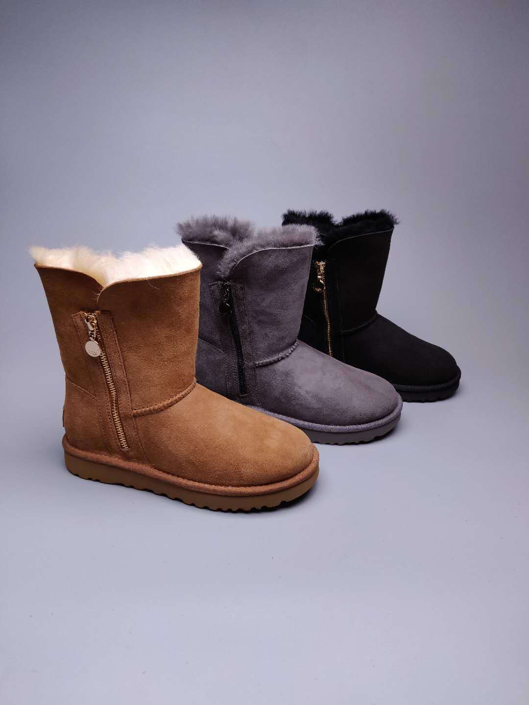 Black Side Zip Mid-Calf Boots — New Arrival | In Stock