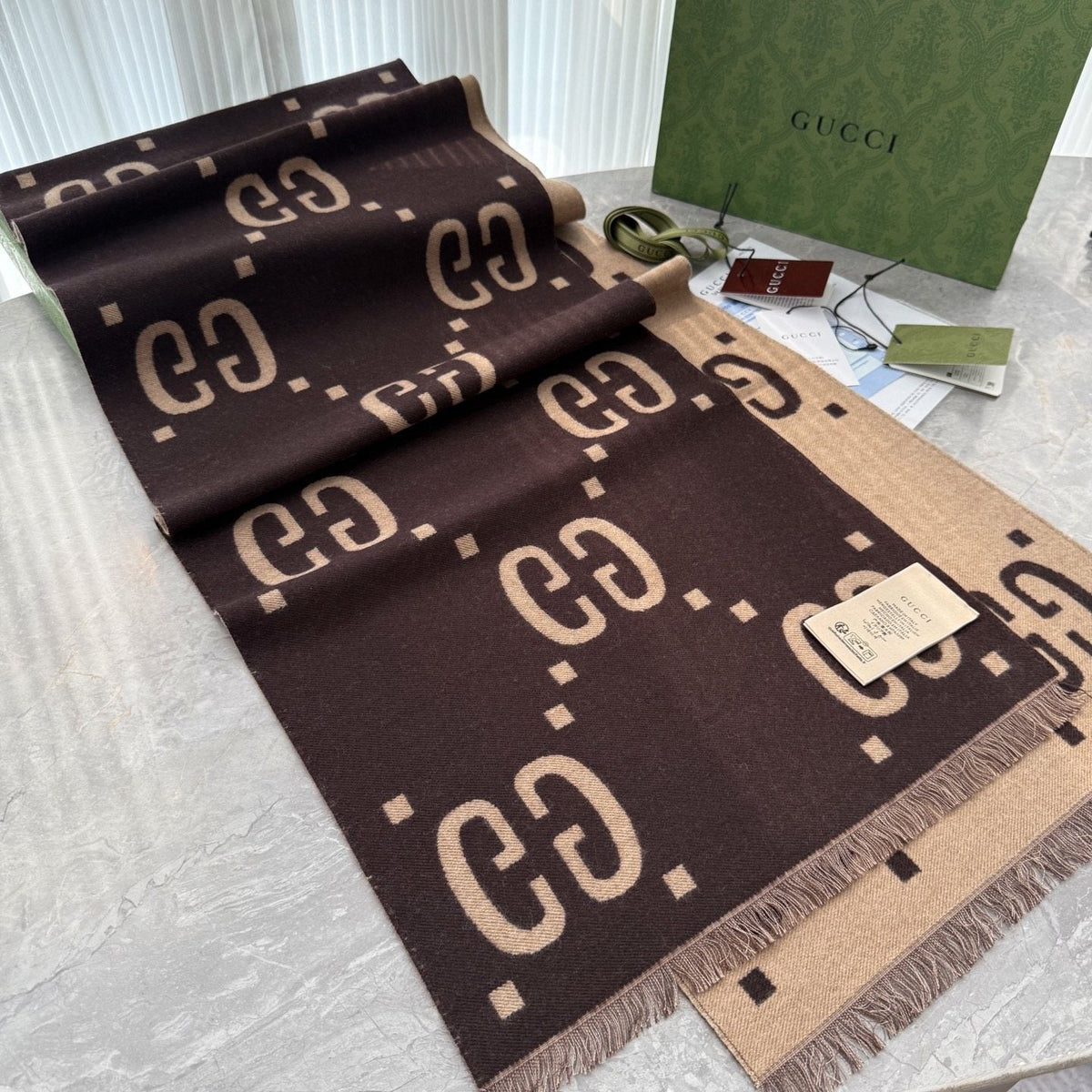 Gucci Geometric Fringed Scarf
